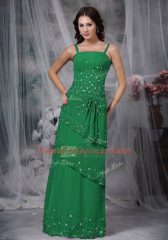 Custom Made Sleeveless Chiffon Floor Length Zipper Prom Party Dress in Green with Beading