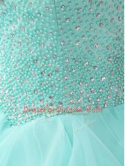 Fine Apple Green Sleeveless Organza Lace Up Quinceanera Gown for Military Ball and Sweet 16 and Quinceanera