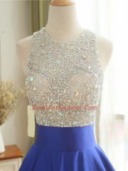 New Style Blue Scoop Backless Beading Sleeveless