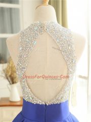 New Style Blue Scoop Backless Beading Sleeveless