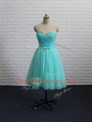 Fitting Sleeveless Lace Up Mini Length Beading Dress for Prom