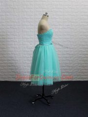Fitting Sleeveless Lace Up Mini Length Beading Dress for Prom