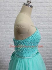 Fitting Sleeveless Lace Up Mini Length Beading Dress for Prom