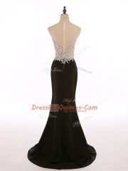 Beading Prom Gown Black Zipper Sleeveless Brush Train