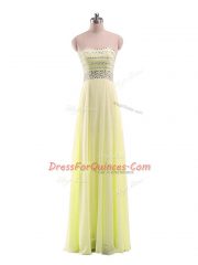 Smart Floor Length Yellow Strapless Sleeveless Zipper