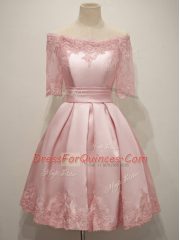 Half Sleeves Lace Lace Up Court Dresses for Sweet 16