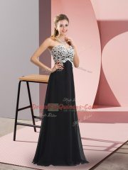 Pretty Black Sleeveless Lace Evening Dress