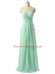 Floor Length Empire Sleeveless Apple Green Quinceanera Court Dresses Lace Up