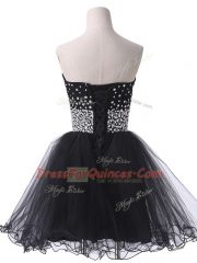 Top Selling Black Lace Up Sweetheart Beading Prom Gown Tulle Sleeveless
