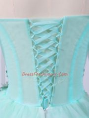 Noble Apple Green Off The Shoulder Lace Up Beading Vestidos de Quinceanera 3 4 Length Sleeve