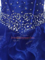 Royal Blue Sleeveless Organza Lace Up Quinceanera Dress for Military Ball and Sweet 16 and Quinceanera