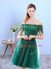 Customized Off The Shoulder Cap Sleeves Tulle Dama Dress Lace Lace Up