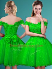Beauteous Lace Up Off The Shoulder Lace and Belt Court Dresses for Sweet 16 Tulle Cap Sleeves