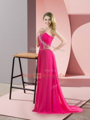 Eye-catching Floor Length Hot Pink Homecoming Dress Sweetheart Sleeveless Lace Up