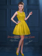 Decent Gold Zipper Scoop Lace and Ruffled Layers Quinceanera Court Dresses Tulle Sleeveless