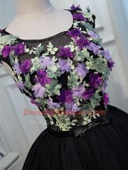 Flirting Sleeveless Backless Mini Length Hand Made Flower Prom Evening Gown