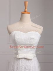 Affordable White Tulle and Lace Lace Up Quinceanera Court Dresses Sleeveless Floor Length Belt