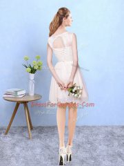 White Sleeveless Chiffon Lace Up Court Dresses for Sweet 16 for Beach and Wedding Party