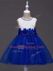 New Arrival Scoop Sleeveless Zipper Kids Formal Wear Royal Blue Tulle