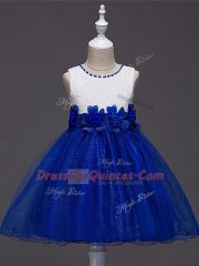 New Arrival Scoop Sleeveless Zipper Kids Formal Wear Royal Blue Tulle