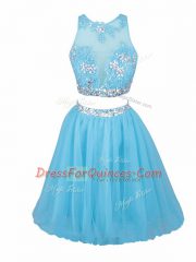 Vintage Tulle Sleeveless Mini Length Prom Dresses and Beading