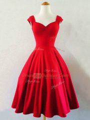 Ruching Quinceanera Dama Dress Red Lace Up Sleeveless Mini Length