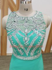 Chiffon Sleeveless Prom Gown Watteau Train and Beading