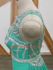 Chiffon Sleeveless Prom Gown Watteau Train and Beading