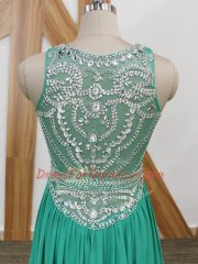 Chiffon Sleeveless Prom Gown Watteau Train and Beading