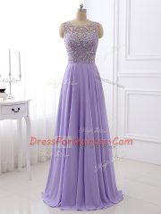 Sleeveless Zipper Floor Length Beading Prom Party Dress