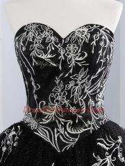 Luxurious Black Sweet 16 Quinceanera Dress Military Ball and Sweet 16 and Quinceanera with Embroidery Sweetheart Sleeveless Lace Up
