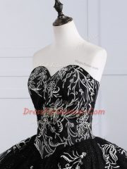 Luxurious Black Sweet 16 Quinceanera Dress Military Ball and Sweet 16 and Quinceanera with Embroidery Sweetheart Sleeveless Lace Up
