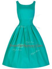 Sophisticated Ruching Court Dresses for Sweet 16 Turquoise Lace Up Sleeveless Knee Length
