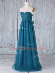 Floor Length Teal Dama Dress Sweetheart Sleeveless Side Zipper