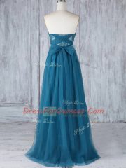 Floor Length Teal Dama Dress Sweetheart Sleeveless Side Zipper