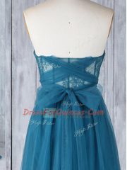 Floor Length Teal Dama Dress Sweetheart Sleeveless Side Zipper