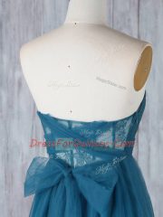 Floor Length Teal Dama Dress Sweetheart Sleeveless Side Zipper