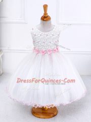 Excellent Scoop Sleeveless Organza Kids Pageant Dress Appliques Zipper