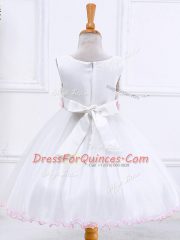 Excellent Scoop Sleeveless Organza Kids Pageant Dress Appliques Zipper