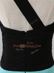 One Shoulder Sleeveless Chiffon Quinceanera Court of Honor Dress Ruching Brush Train Zipper