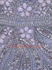 Scoop 3 4 Length Sleeve Tulle Beading Brush Train Zipper