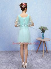 Edgy Tulle Sleeveless Mini Length Dama Dress and Appliques