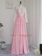 Spectacular Long Sleeves Beading Zipper Prom Gown
