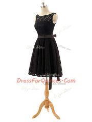 Vintage Empire Dama Dress Black Bateau Lace Sleeveless Mini Length Zipper
