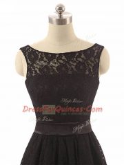 Vintage Empire Dama Dress Black Bateau Lace Sleeveless Mini Length Zipper