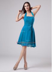Sleeveless Zipper Knee Length Belt Prom Party Dress