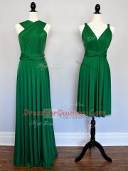 Ruching Quinceanera Court Dresses Dark Green Lace Up Sleeveless Floor Length