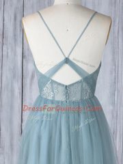 Glamorous Floor Length Grey Dama Dress Tulle Sleeveless Appliques