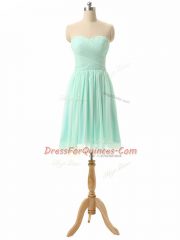 Inexpensive Knee Length Apple Green Dama Dress Chiffon Sleeveless Ruching