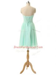 Inexpensive Knee Length Apple Green Dama Dress Chiffon Sleeveless Ruching
